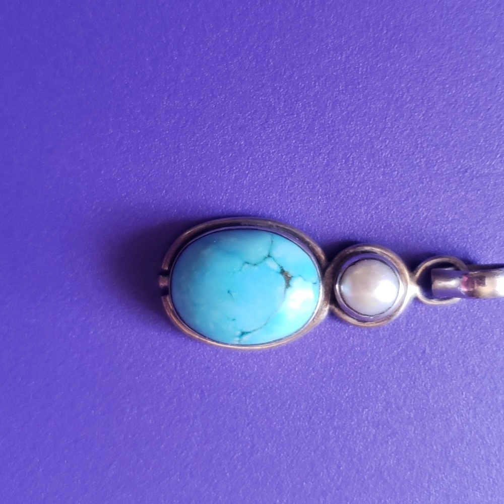 Sterling silver turquoise and pearl pendant